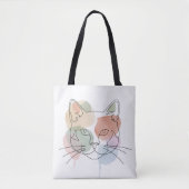 Modern Abstract Cat Face Tote Bag トートバッグ (正面)