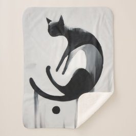 Modern Abstract Cat – Minimalist Design Art シェルパブランケット