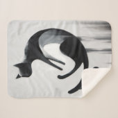 Modern Abstract Cat – Minimalist Design Art シェルパブランケット (正面(横))
