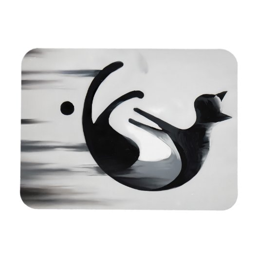 Modern Abstract Cat – Minimalist Design Art マグネット (横)