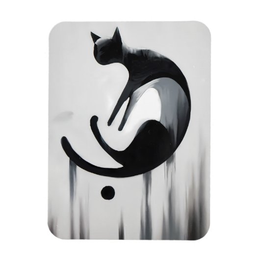 Modern Abstract Cat – Minimalist Design Art マグネット (縦)