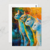 Modern abstract cat portrait surrounded by Galaxy ポストカード (正面/裏面)