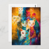 Modern abstract cat portrait surrounded Galaxy ポストカード (正面/裏面)