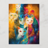 Modern abstract cat portrait surrounded Galaxy ポストカード (正面)