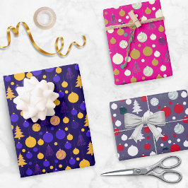 Modern Abstract Christmas Holiday Set of 3 ラッピングペーパーシート
