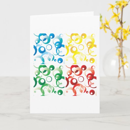 Modern Abstract Colorful Bubbles Geometric Pattern カード (黄色い花)