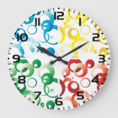 Modern Abstract Colorful Bubbles Geometric Pattern ラージ壁時計 (正面)
