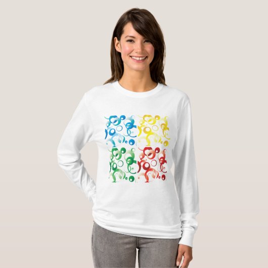 Modern Abstract Colorful Bubbles Geometric Pattern Tシャツ (正面フル)