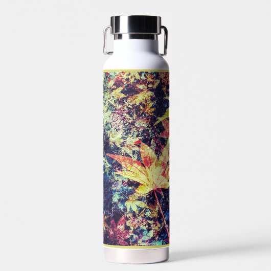 Modern Abstract Colorful Fallen Leaves ウォーターボトル (正面)