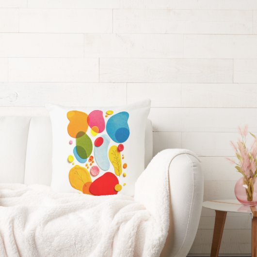 Modern Abstract Colorful Organic Shapes Pop Art クッション (ソファ)