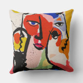 Modern Abstract Cubism Colorful Geometric Portrait クッション (裏面)