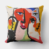 Modern Abstract Cubism Colorful Geometric Portrait クッション (正面)