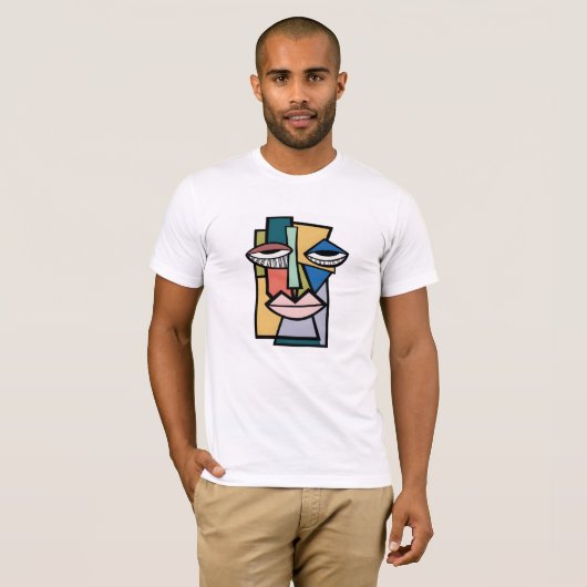 Modern Abstract Cubist Face Illustration - Bold Ge Tシャツ (正面フル)