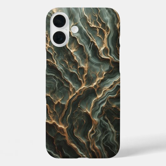 Modern Abstract Dark Teal and Gold Marble Phone  Case-Mate iPhoneケース (裏面)