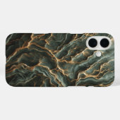 Modern Abstract Dark Teal and Gold Marble Phone  Case-Mate iPhoneケース (裏面 (横))