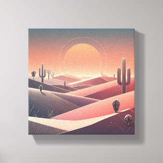 Modern Abstract Desert Landscape - Geometric Sunse キャンバスプリント