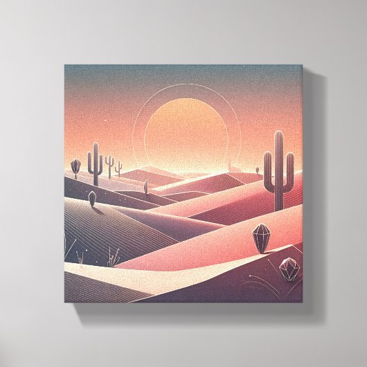 Modern Abstract Desert Landscape - Geometric Sunse キャンバスプリント (正面)