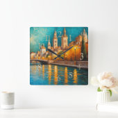 Modern Abstract Design Gold Orange Blue European  スクエア壁時計 (ホーム)