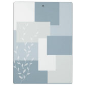 Modern Abstract Dusty Blue White Leaf Clipboard クリップボード (裏面)