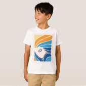 Modern Abstract Face Boys' T-Shirt - Artistic Line Tシャツ (正面フル)
