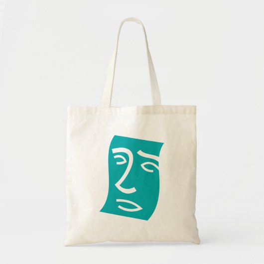 Modern Abstract Face Line Art Teal トートバッグ (正面)