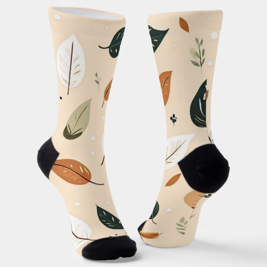 Modern Abstract Fall Leaves Pattern Socks ソックス (傾斜あり)
