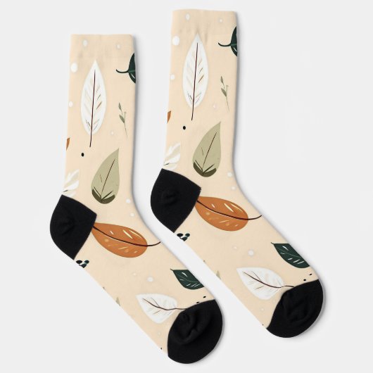 Modern Abstract Fall Leaves Pattern Socks ソックス (右)