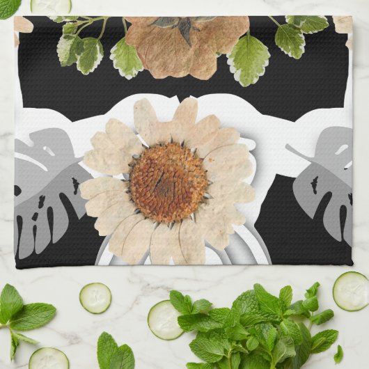 Modern abstract floral art キッチンタオル (折り畳み)