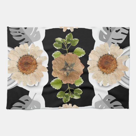 Modern abstract floral art キッチンタオル (横)