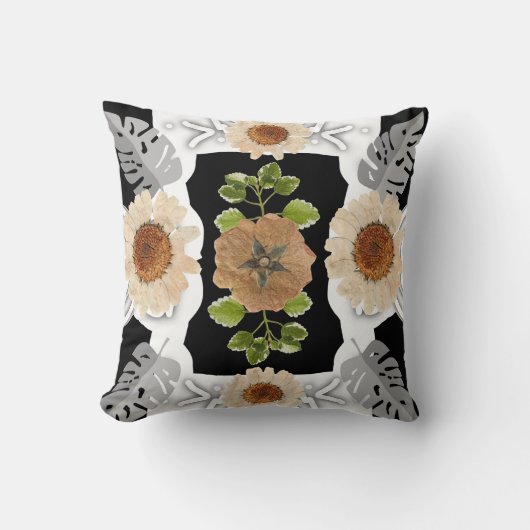 modern abstract floral art クッション (正面)