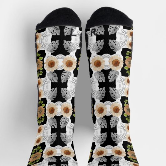 Modern abstract floral art ソックス (上部)