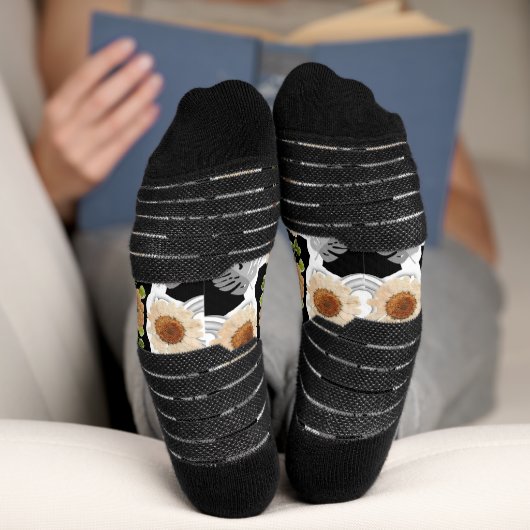 Modern abstract floral art ソックス (底面)