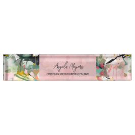 Modern Abstract Floral Art Personalized デスクネームプレート