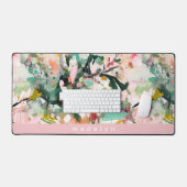 Modern Abstract Floral Botanical Personalized デスクマット (キーボード&マウス)