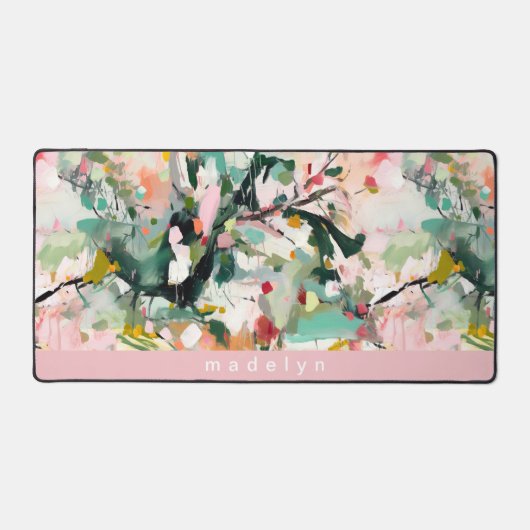Modern Abstract Floral Botanical Personalized デスクマット (正面)