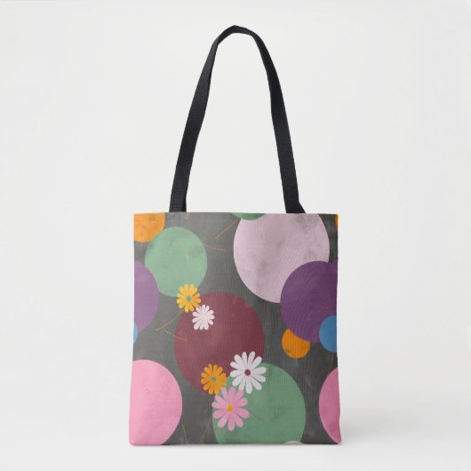 Modern Abstract Floral Circles Tote Bag トートバッグ (正面)