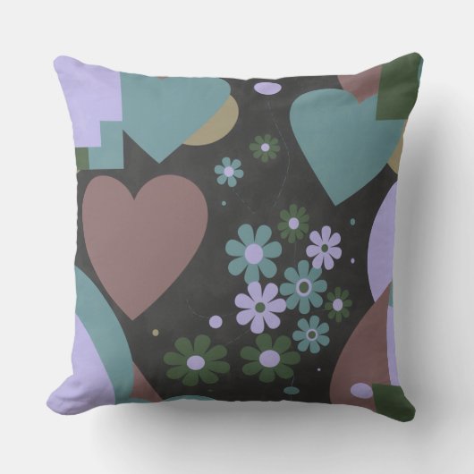 Modern Abstract Floral Throw Pillow クッション (正面)