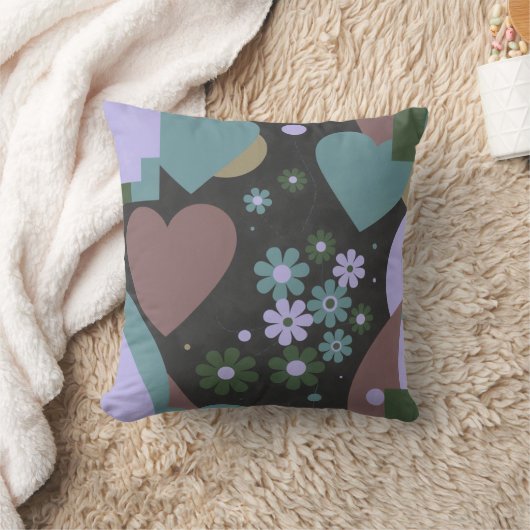 Modern Abstract Floral Throw Pillow クッション (ブランケット)