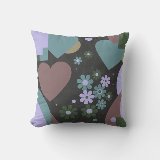 Modern Abstract Floral Throw Pillow クッション (正面)