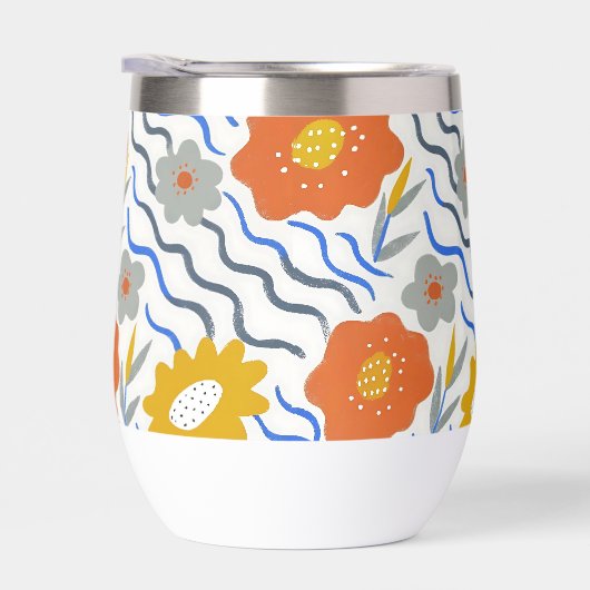 Modern Abstract Flowers Boho Wavy (右面)