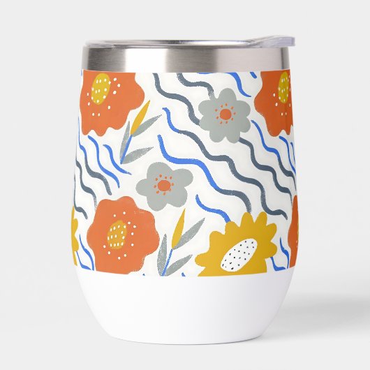 Modern Abstract Flowers Boho Wavy (左面)