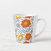 Modern Abstract Flowers Boho Wavy カフェラテマグ (右)
