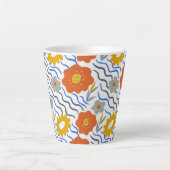 Modern Abstract Flowers Boho Wavy カフェラテマグ (正面)