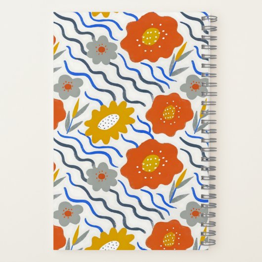 Modern Abstract Flowers Boho Wavy ノートブック (裏面)