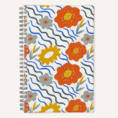 Modern Abstract Flowers Boho Wavy ノートブック (正面)