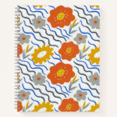 Modern Abstract Flowers Boho Wavy ノートブック (正面)