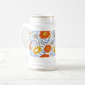 Modern Abstract Flowers Boho Wavy ビールジョッキ (正面左)