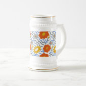 Modern Abstract Flowers Boho Wavy ビールジョッキ (正面右)