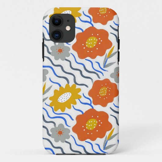 Modern Abstract Flowers Boho Wavy Case-Mate iPhoneケース (裏面)
