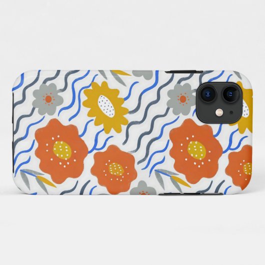 Modern Abstract Flowers Boho Wavy Case-Mate iPhoneケース (裏面(横))